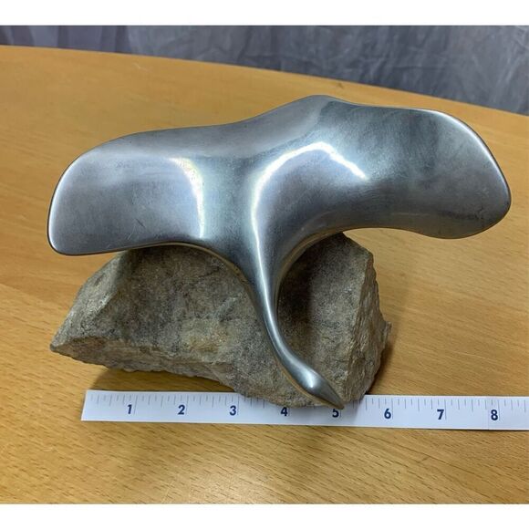 1975 Gordon Hoselton Metal & Quartz Rock Stone Flying Goose ART Sculpture MCM - Picture 6 of 8